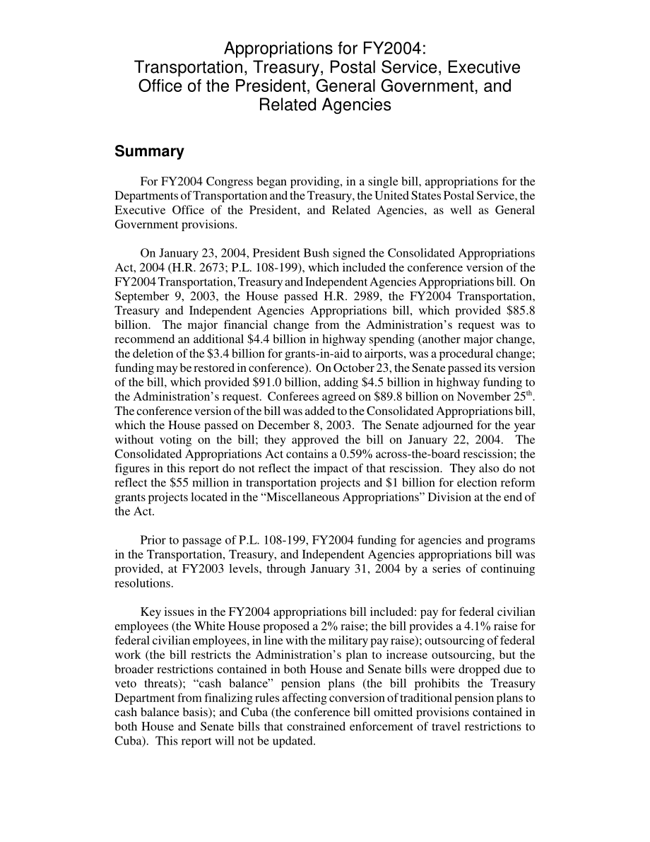 [20040301]RL31808_2004财年拨款：交通、财政、邮政、总统办公厅、总政府和相关机构.pdf_第3页