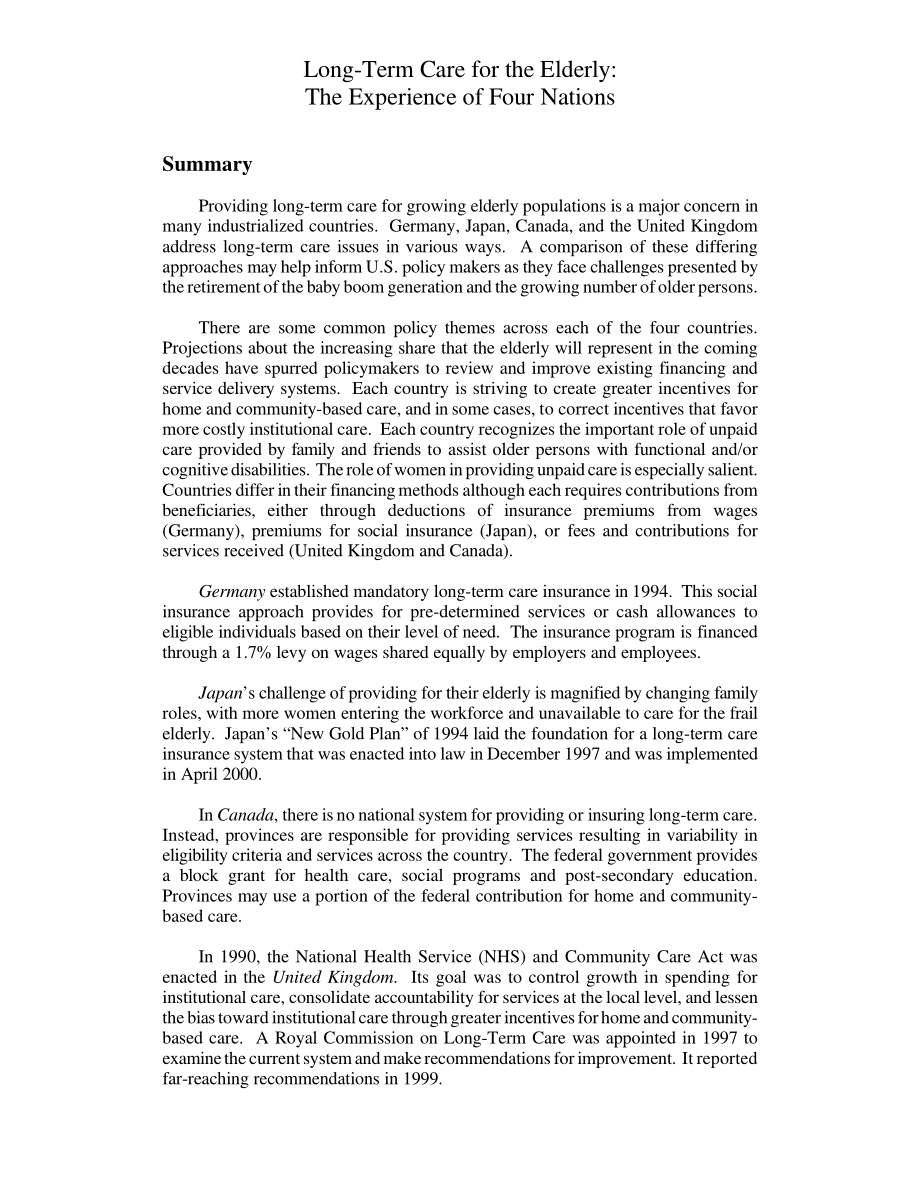 [20000427]RL30549_老年人长期护理：四个国家的经验.pdf_第2页