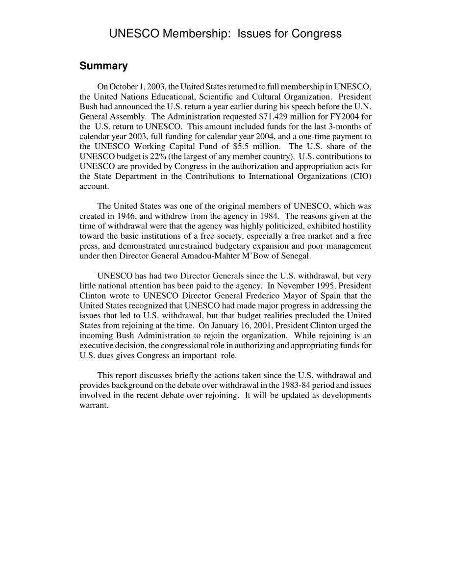 [20031120]RL30985_教科文组织成员：国会议题.pdf_第2页