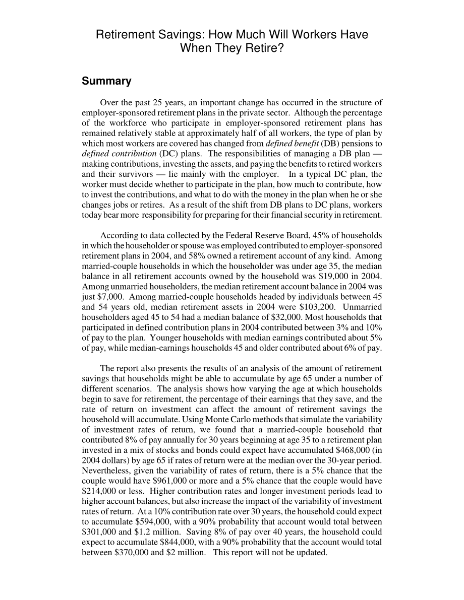 [20070129]RL33845_退休储蓄：工人退休后会有多少钱？.pdf_第2页