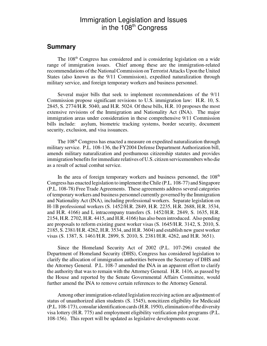 [20041006]RL32169_第108届国会移民立法和问题.pdf_第2页
