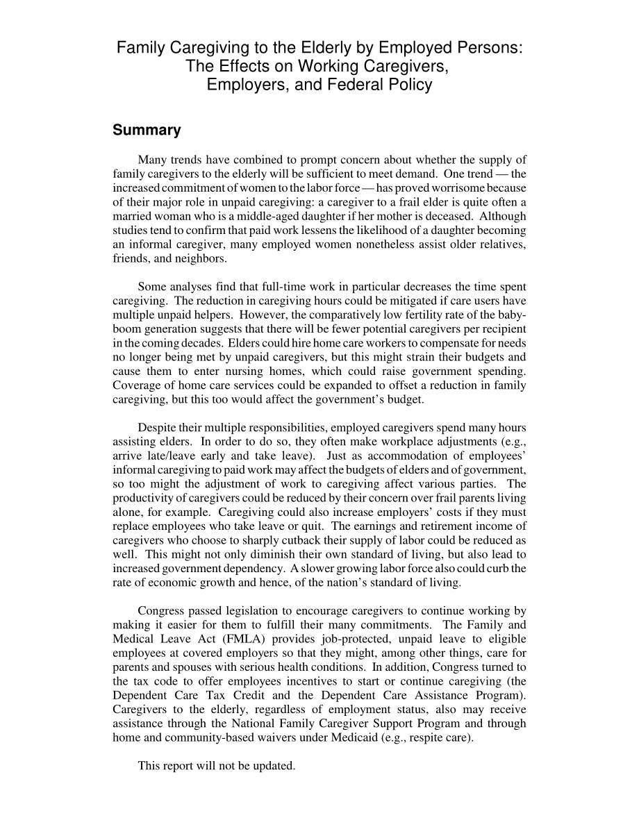 [20030303]RL31755_就业人员对老年人的家庭护理：对工作照料者、雇主和联邦政策的影响.pdf_第2页