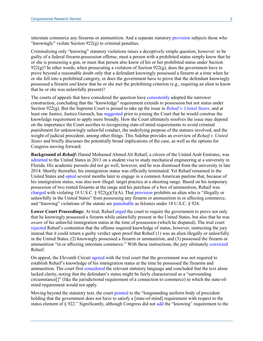 [20190621]LSB10290_你不知道的不会伤害你：最高法院将解决枪支犯罪的知识要求.pdf_第2页