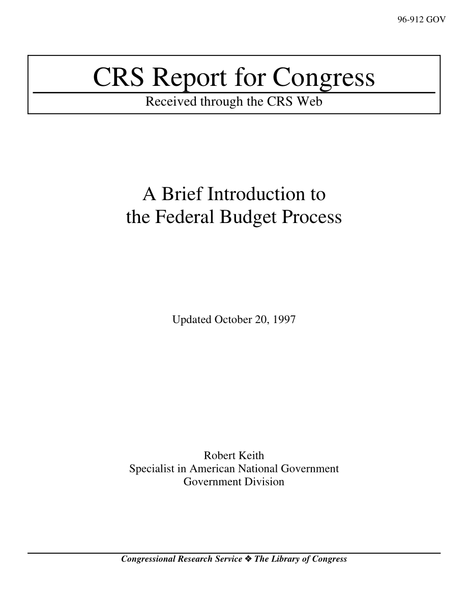 [19971020]96-912GOV_联邦预算流程简介.pdf_第1页