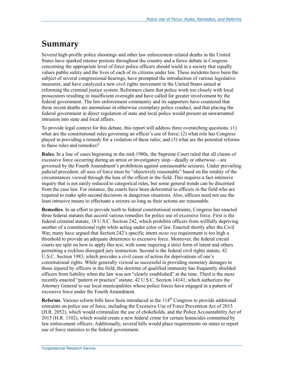 [20151030]R44256_警察使用武力：规则、补救措施和改革.pdf_第2页