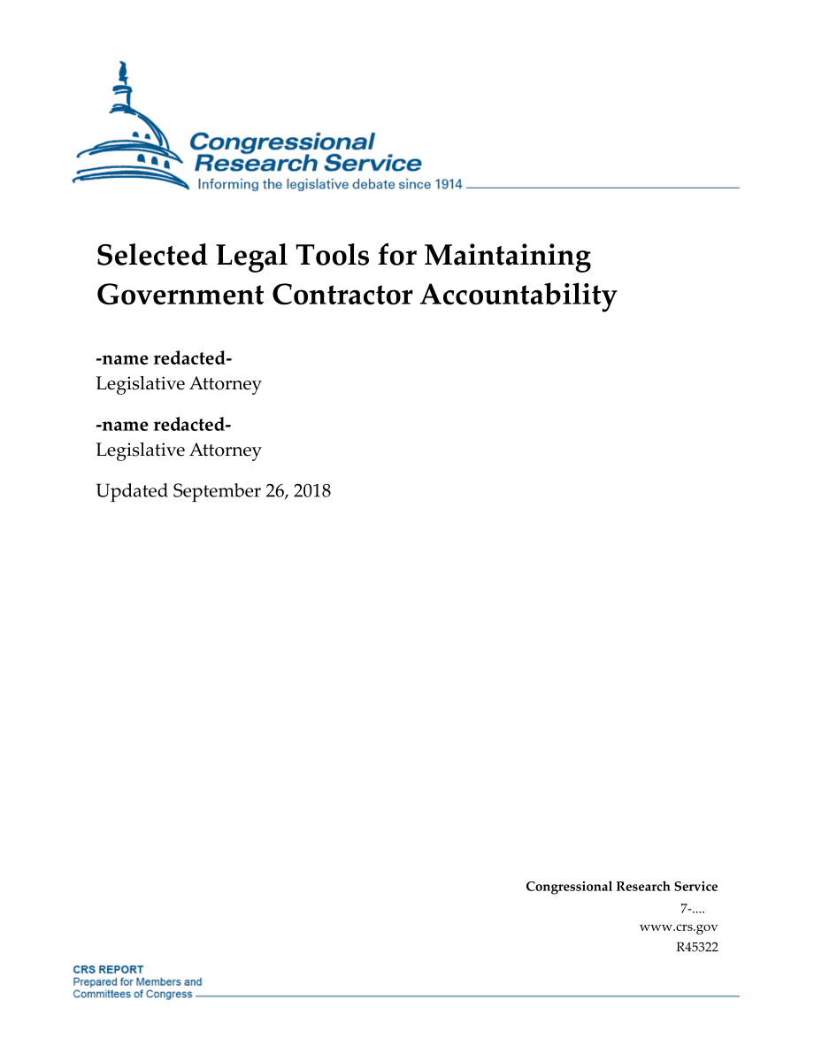 [20180926]R45322_维护政府承包商责任的选定法律工具.pdf_第1页