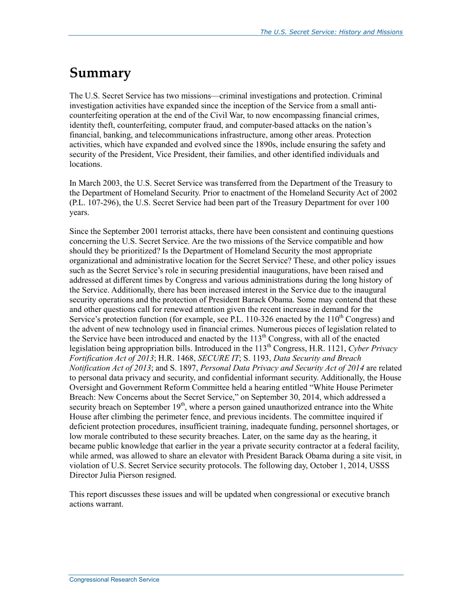 [20141218]RL34603_美国特勤局：历史和使命.pdf_第2页