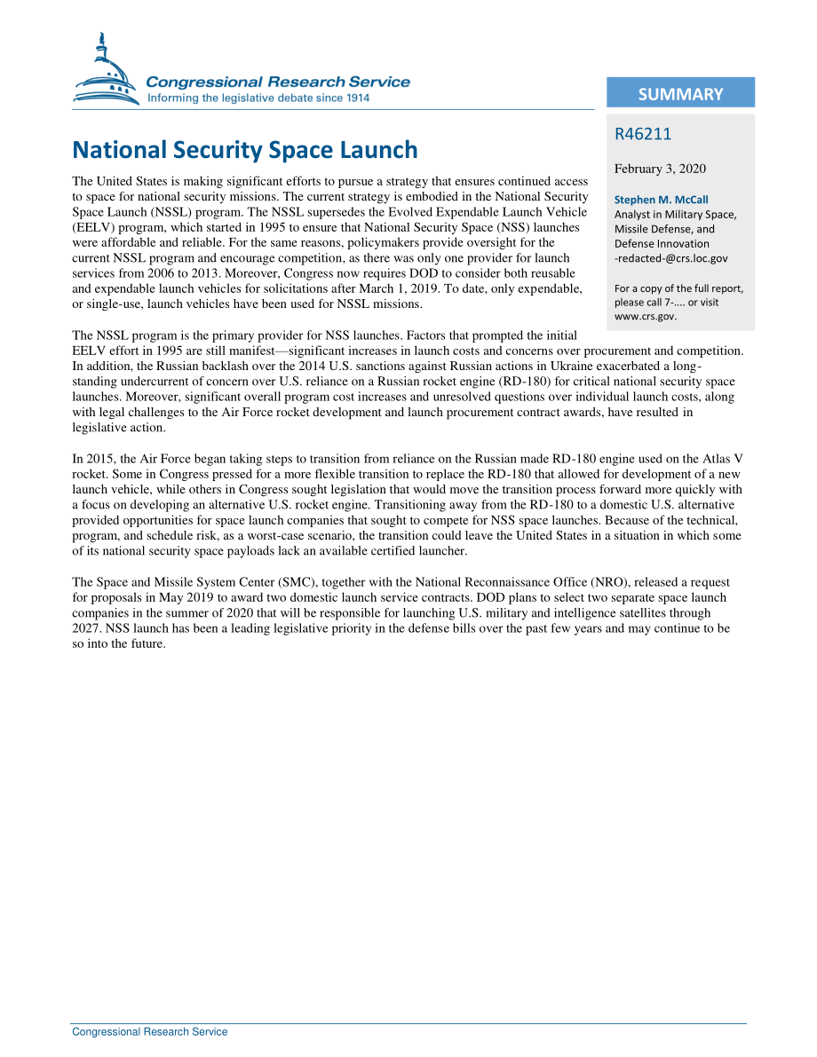 [20200203]R46211_国家安全太空发射.pdf_第2页