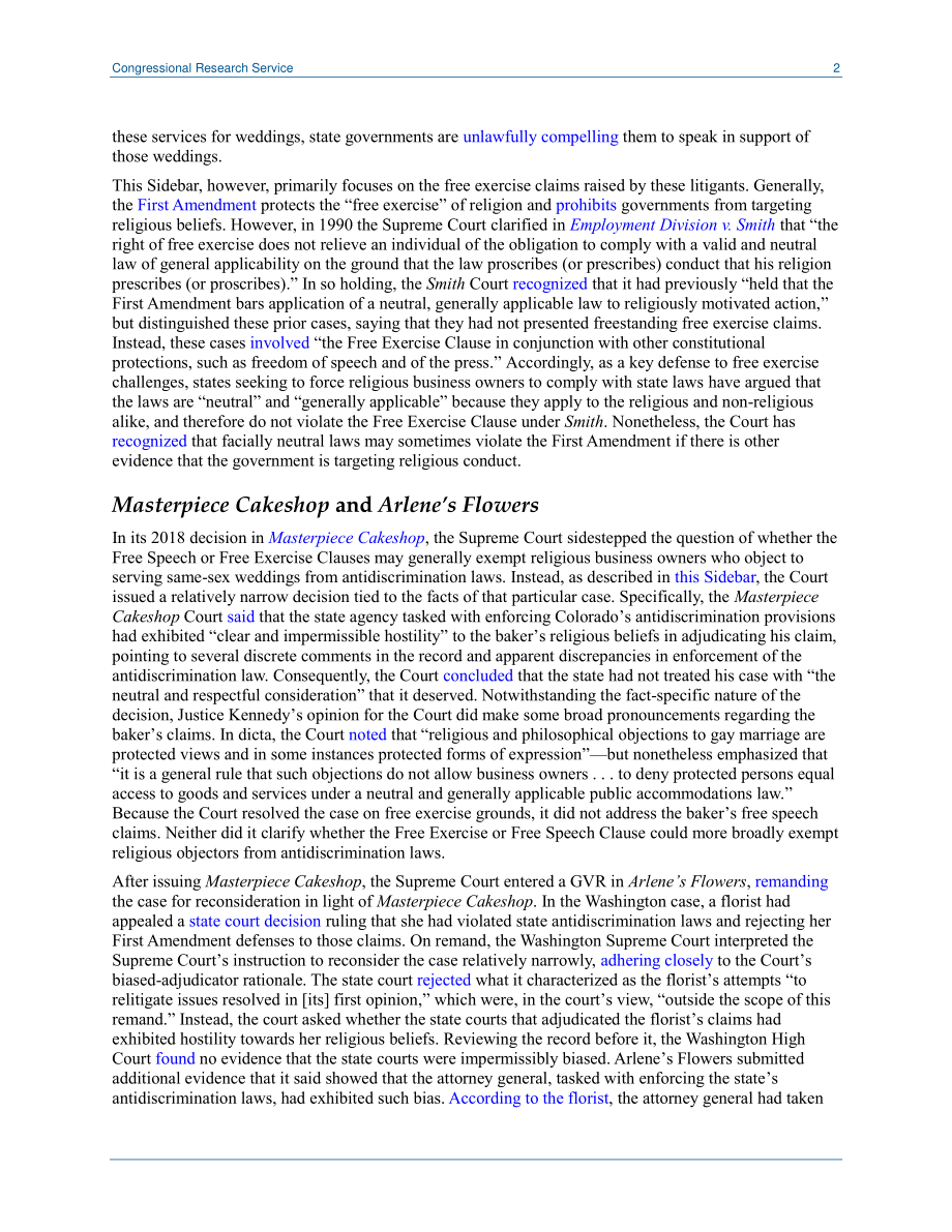 [20190619]LSB10311_最高法院撤销对宗教反对者适用反歧视法的另一项意见.pdf_第2页