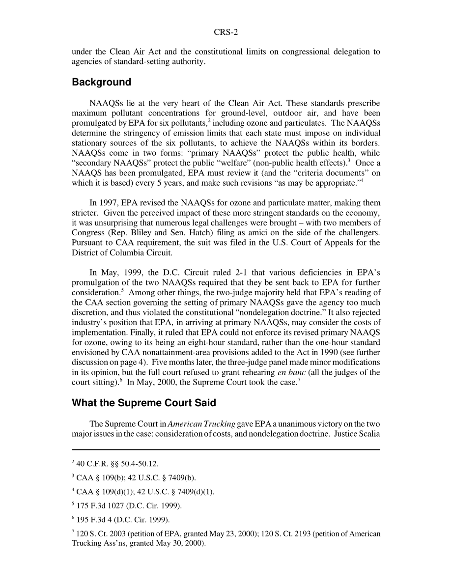 [20010328]RS20860_最高法院支持EPA根据《清洁空气法》制定的标准：惠特曼诉美国卡车司机协会.pdf_第2页