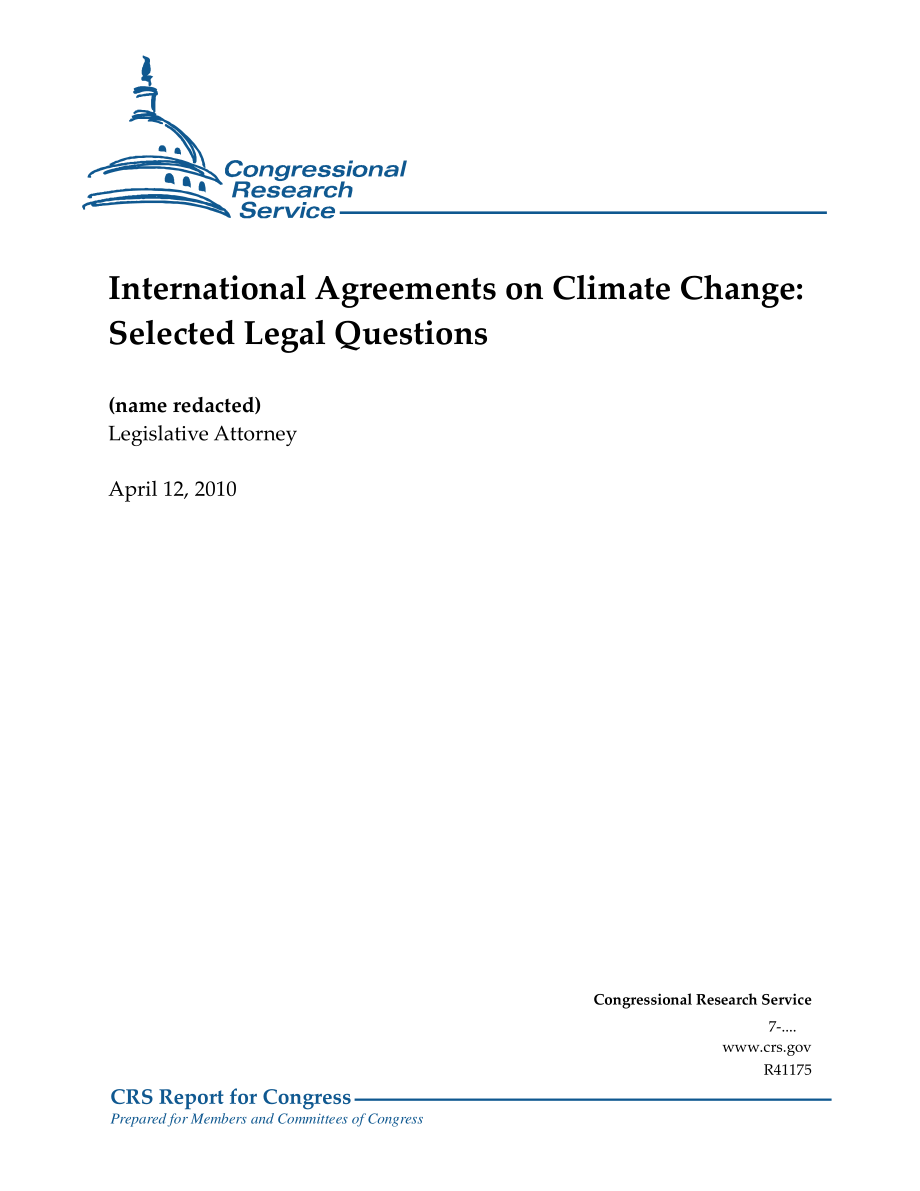 [20100412]R41175_关于气候变化的国际协定：选定的法律问题.pdf_第1页