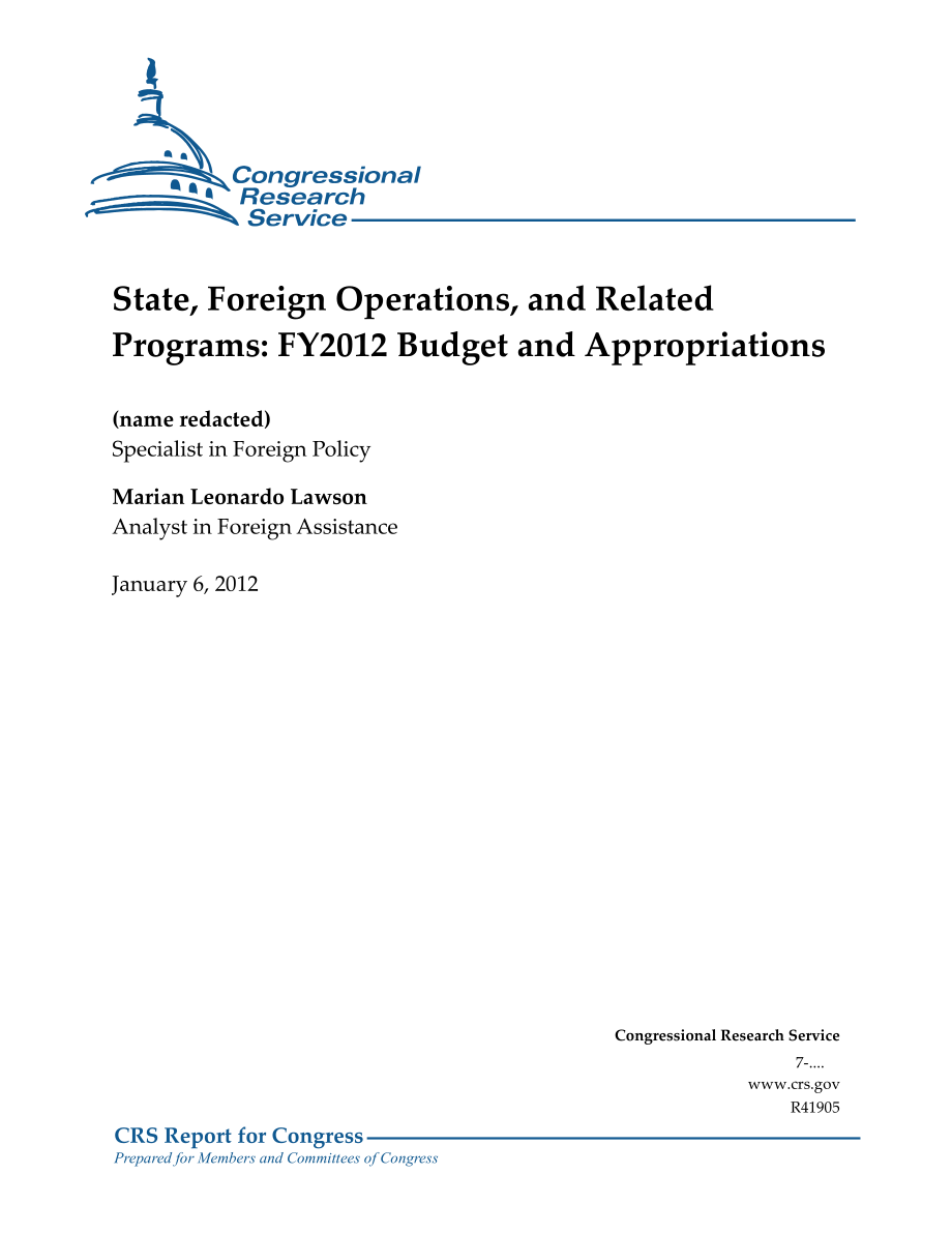 [20120106]R41905_州、国外业务和相关计划：2012财年预算和拨款.pdf_第1页