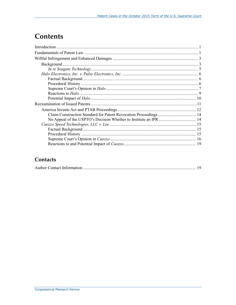 [20160907]R44622_2015年10月美国最高法院任期内的专利案件：Halo Electronics诉Pulse Electronics和Cuozzo Speed Technologies诉Lee.pdf_第3页