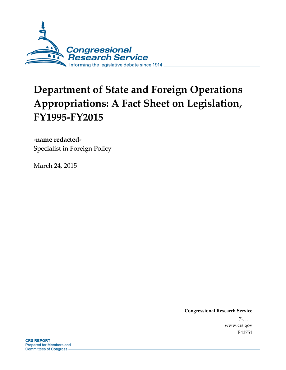 [20150324]R43751_国务院和外国业务拨款：1995-2015财年立法概况.pdf_第1页