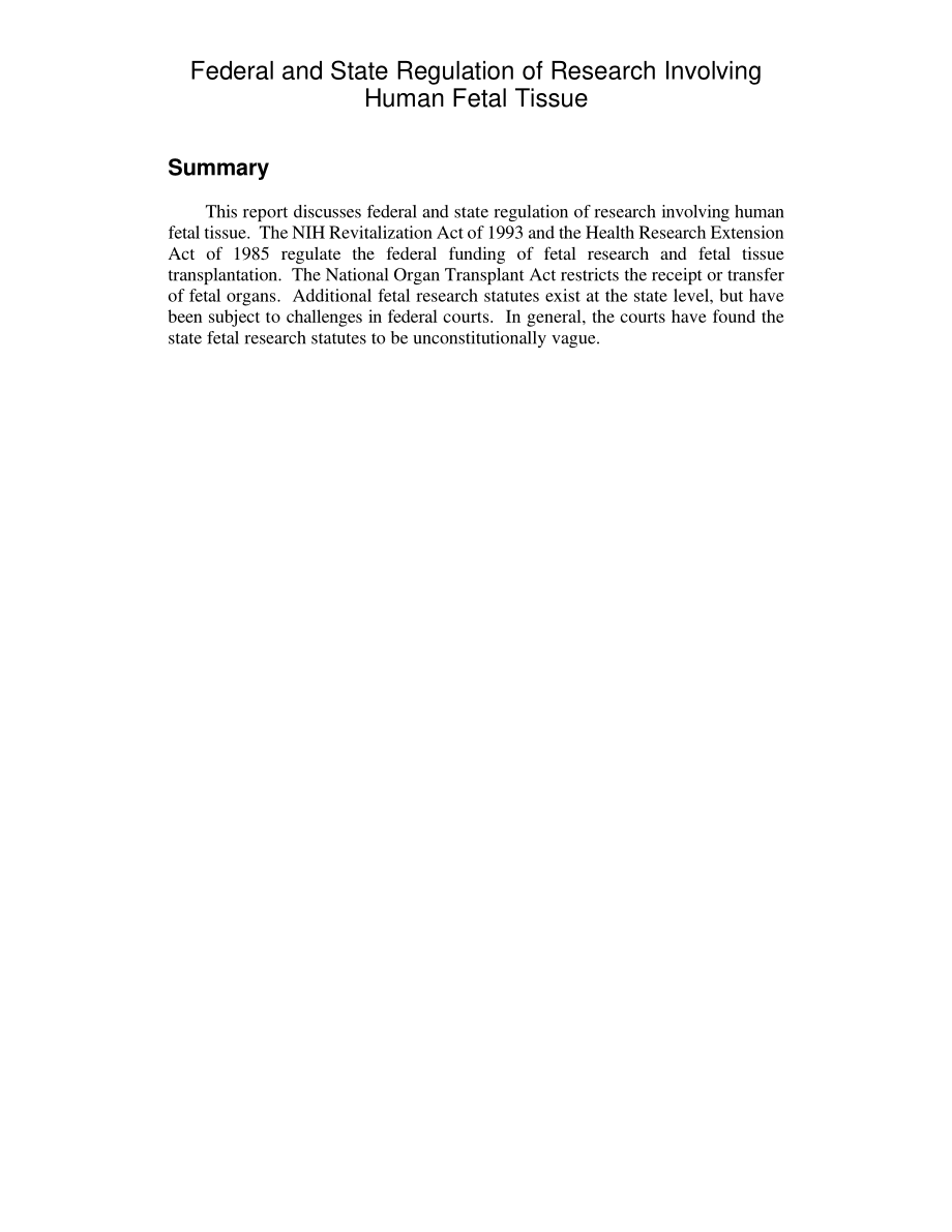 [20011009]RL31147_涉及人类胎儿组织研究的联邦和州法规.pdf_第2页