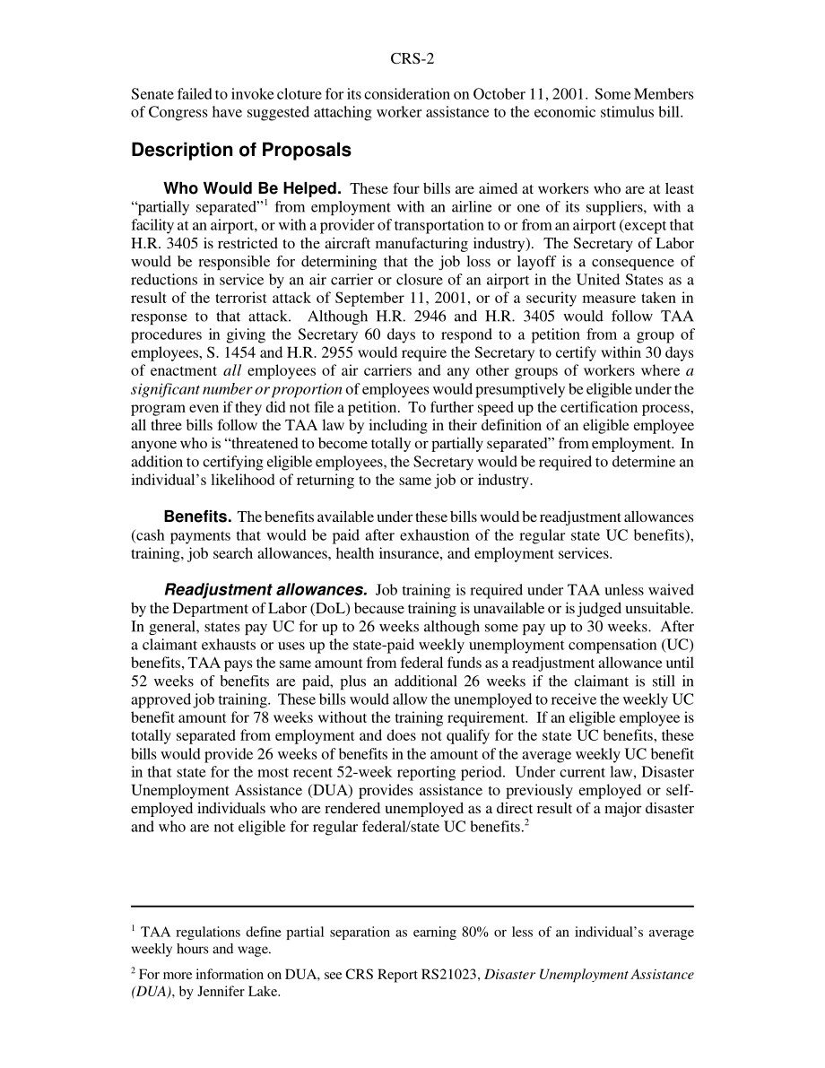 [20011012]RS21047_Unemployment Related to Terrorist Attacks 协助航空公司及相关行业受影响工人的建议.pdf_第2页
