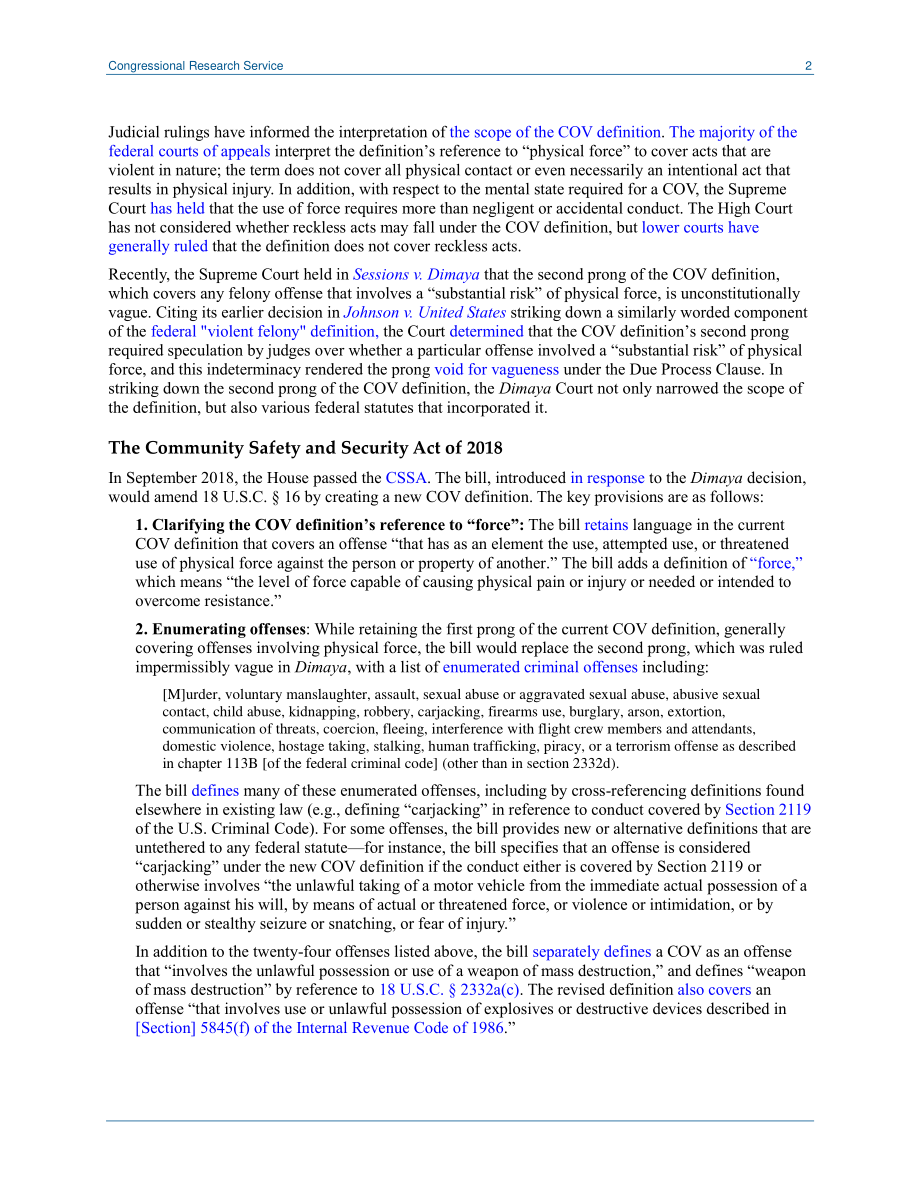 [20181011]LSB10203_众议院通过修正联邦“暴力罪”定义的法案.pdf_第2页