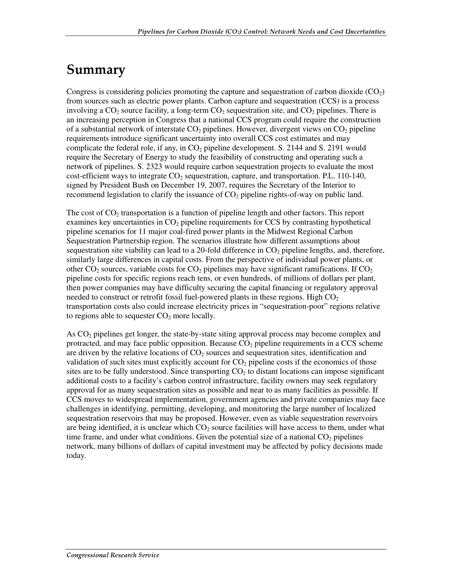[20080110]RL34316_二氧化碳（CO2）控制管道：网络需求和成本不确定性.pdf_第2页