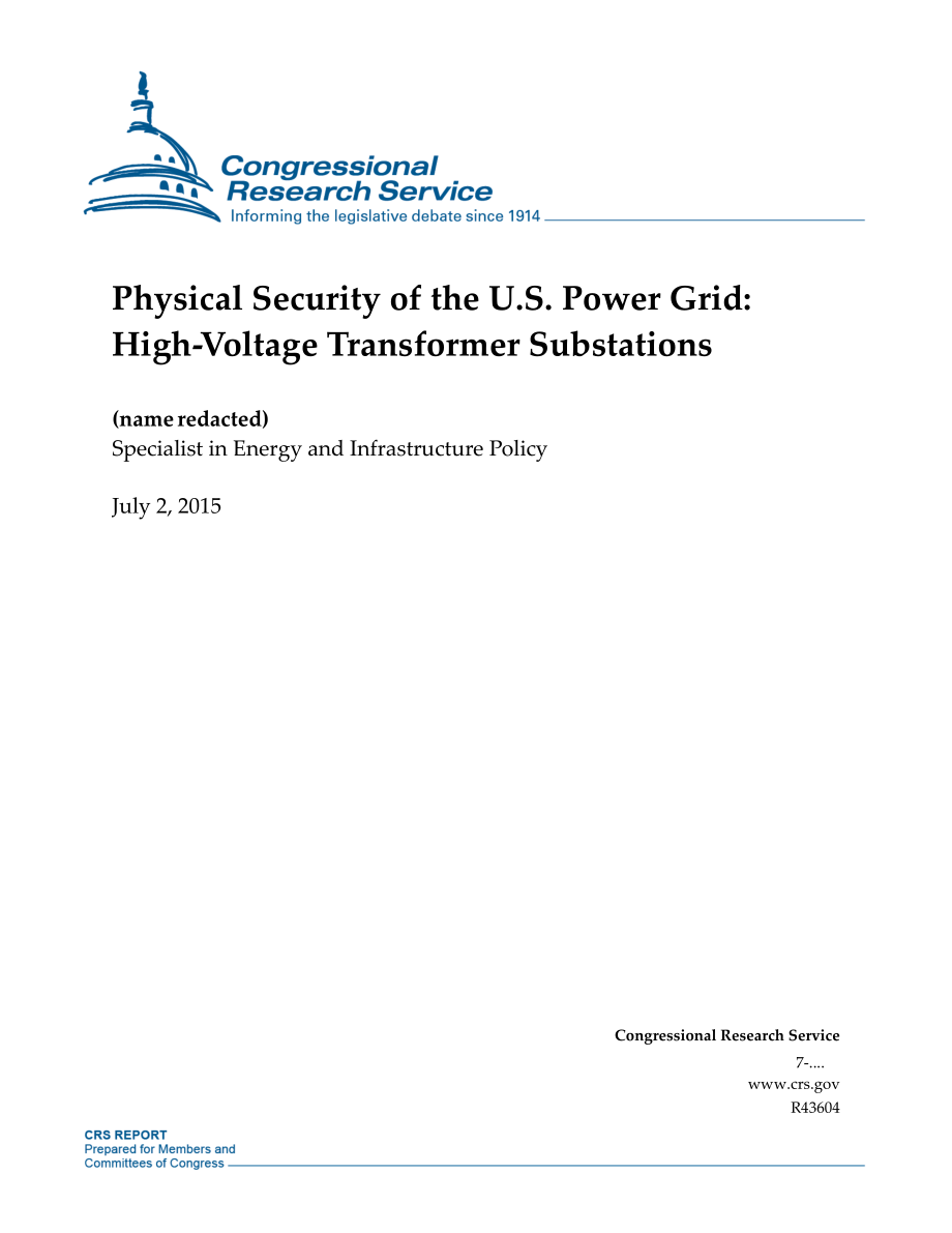 [20150702]R43604_美国电网的物理安全：高压变电站.pdf_第1页
