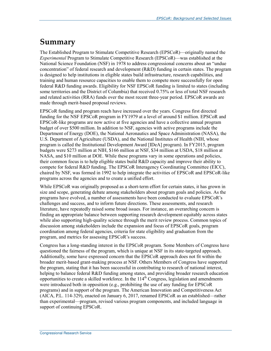 [20170112]R44689_制定了激励竞争研究的计划（EPSCoR）：背景和选定问题.pdf_第2页