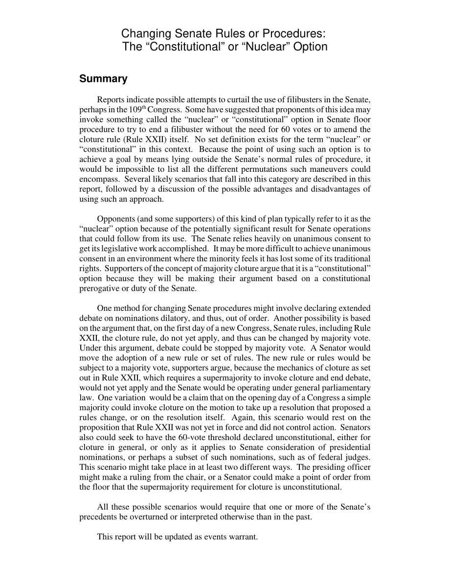 [20051101]RL32684_更改参议院规则或程序：“宪法”或“核”选项.pdf_第2页
