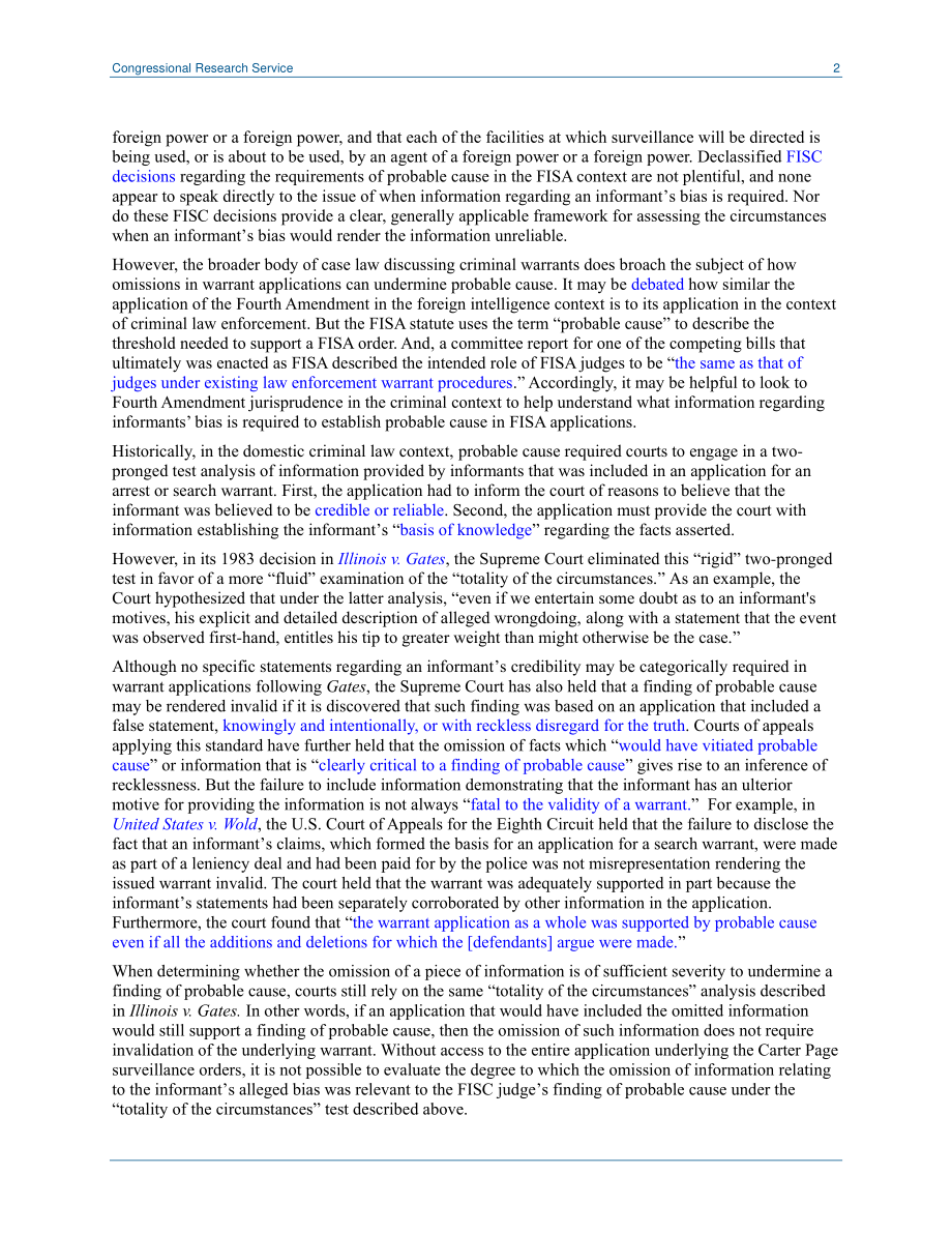 [20180215]LSB10076_HPSCI备忘录引发关于FISA应用要求的争论.pdf_第2页