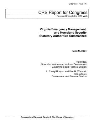 [20040527]RL32406_弗吉尼亚州应急管理和国土安全法定机构总结.pdf