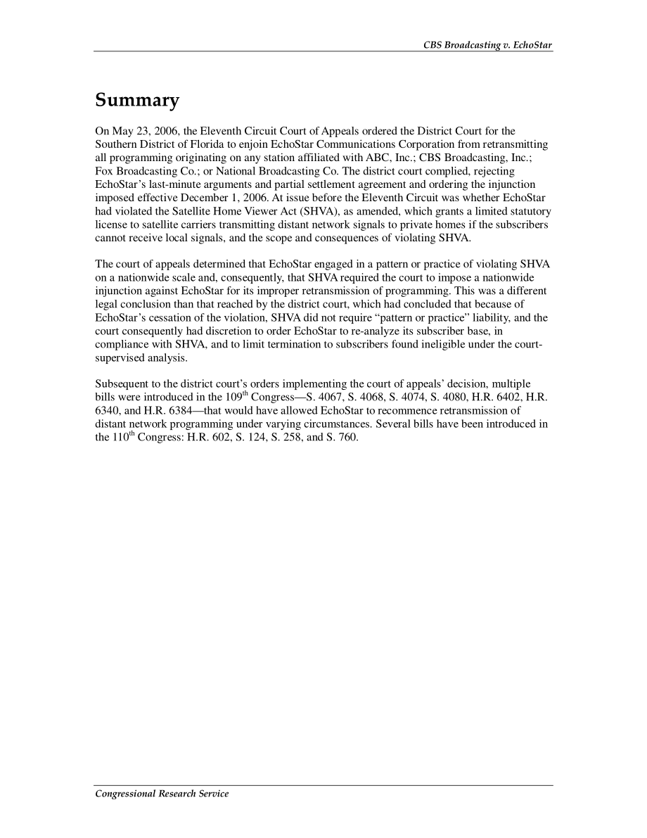 [20070605]RL33767_CBS广播公司诉EchoStar：卫星家庭查看器法案和远程网络信号的卫星重传.pdf_第2页