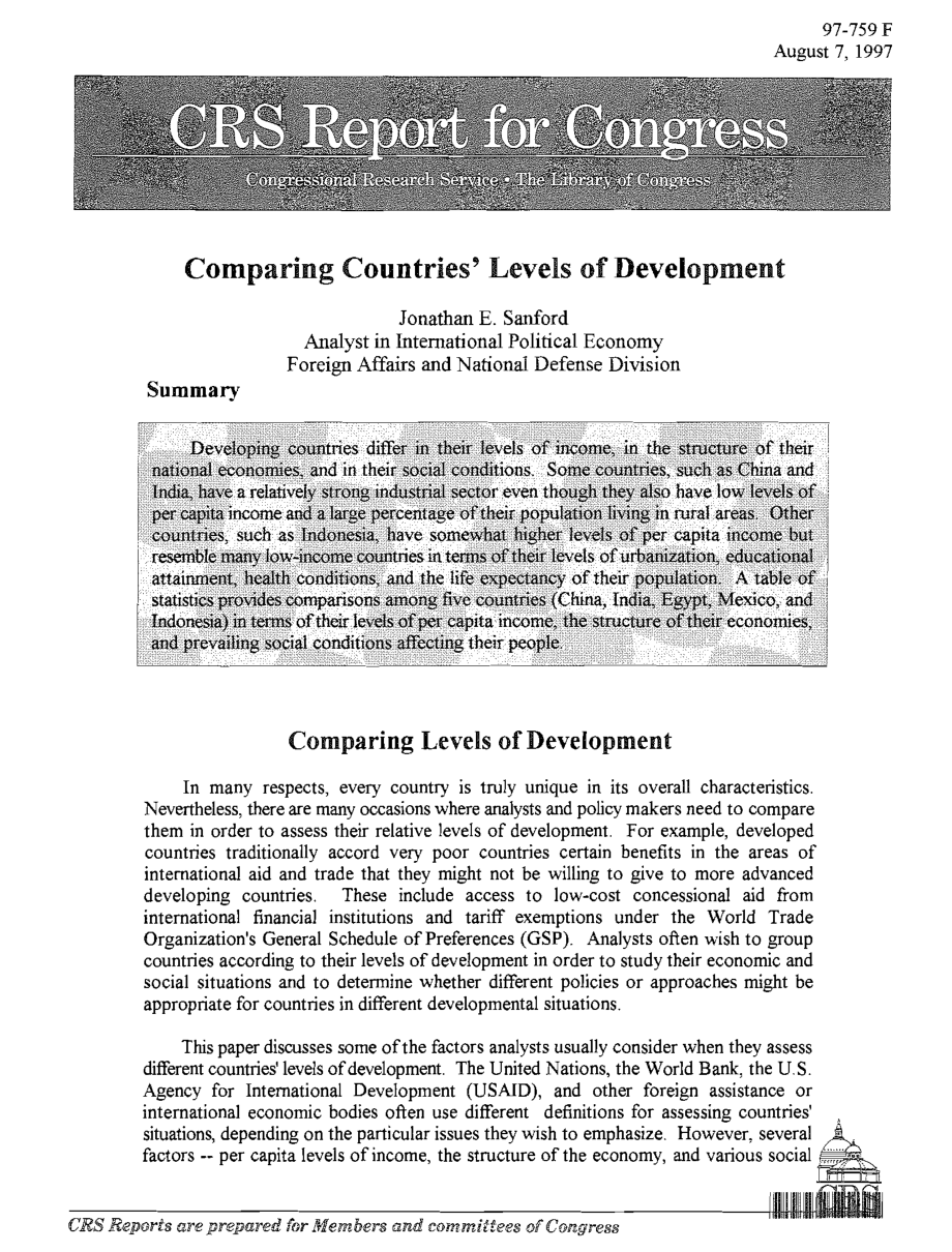 [19970807]97-759_Comparing Countries'Levels o f Development.pdf_第1页