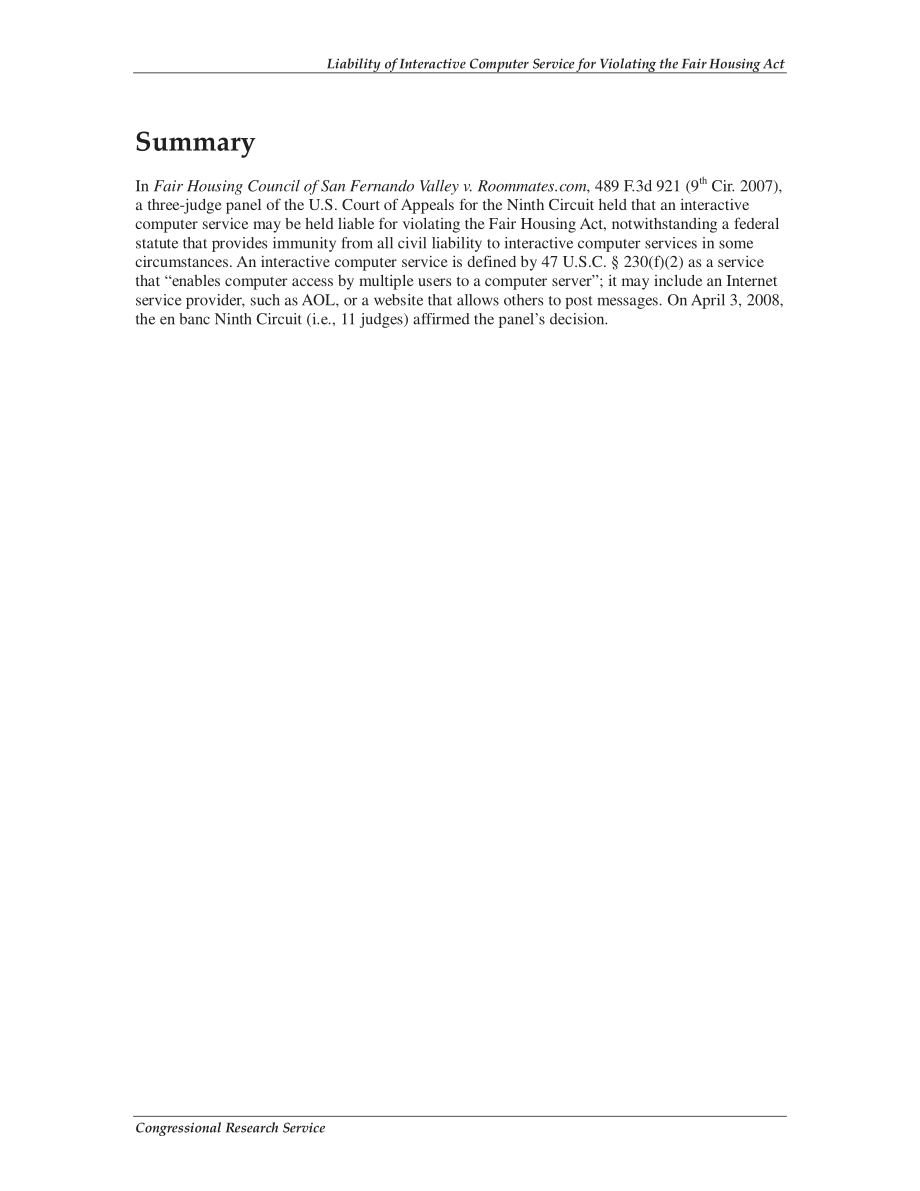 [20080408]RS22668_交互式计算机服务违反《公平住房法》的责任.pdf_第2页