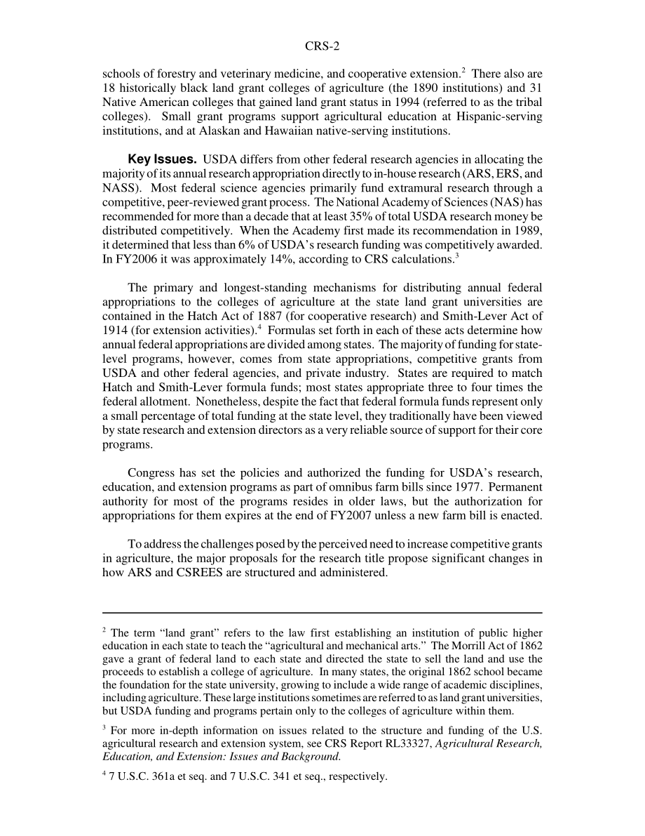 [20071102]RS22693_2007年农业法案中的农业研究、教育和推广.pdf_第2页