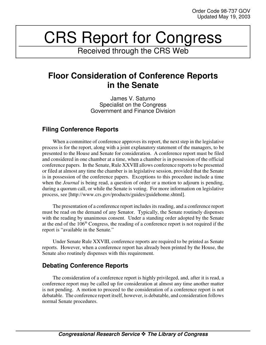 [20030519]98-737GOV_参议院会议报告的现场审议.pdf_第1页