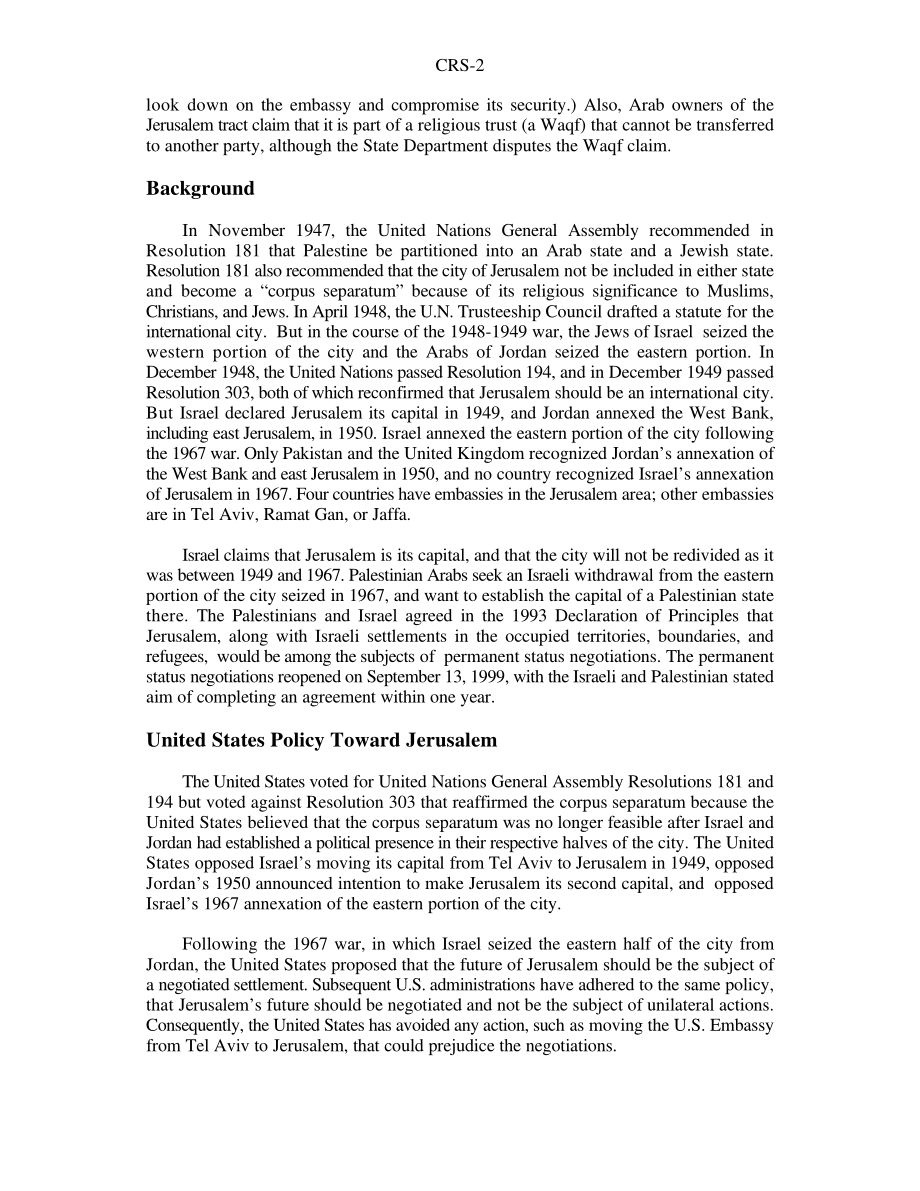 [19990922]RS20339_耶路撒冷： The U.S. Embassy and P.L. 104-45.pdf_第2页