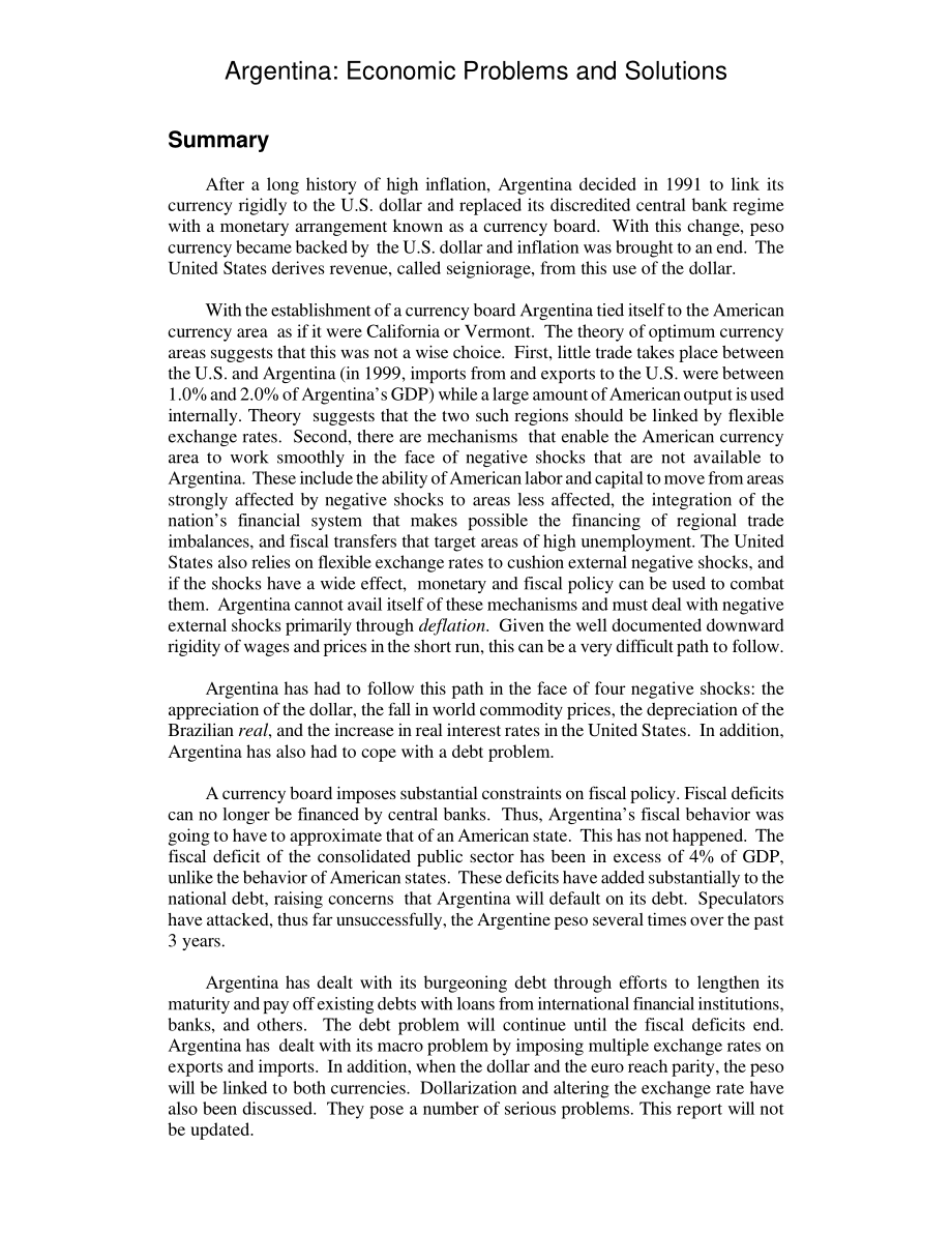 [20011026]RL31169_阿根廷：经济问题及解决方案.pdf_第2页