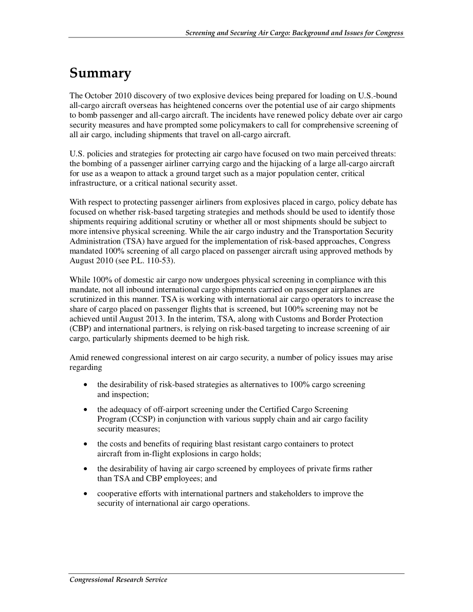 [20101202]R41515_检查和保护航空货物：国会背景和议题.pdf_第2页