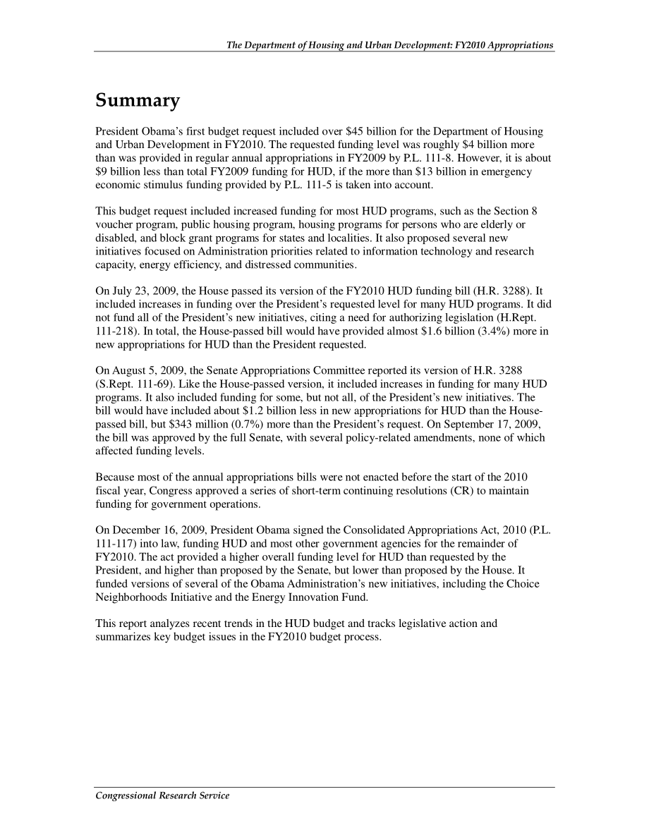 [20110104]R40727_住房和城市发展部：2010财年拨款.pdf_第2页