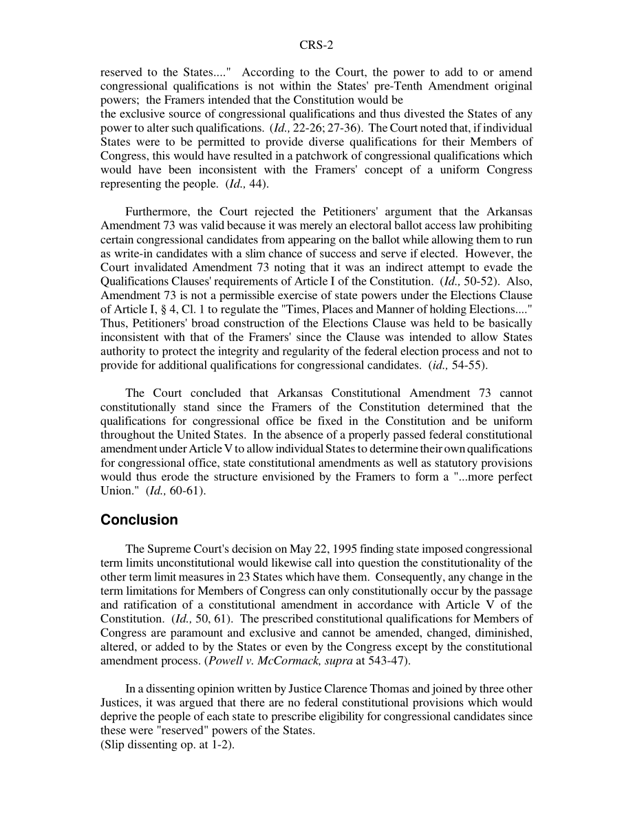 [19950531]95-646_州议会任期限制的违宪性：美国期限限制公司诉桑顿案概述（补充Ct文件编号：编号93-1456）.pdf_第2页