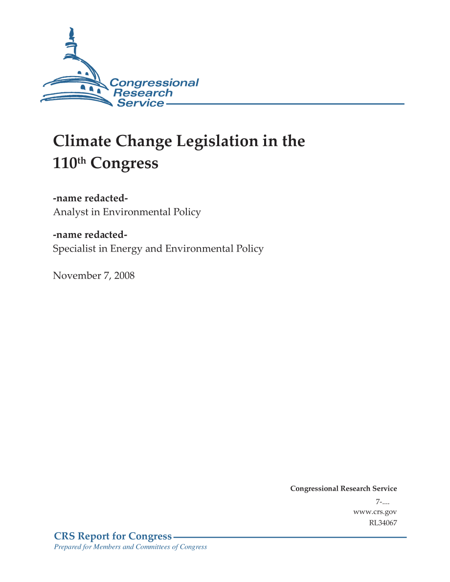 [20081107]RL34067_第110届国会气候变化立法.pdf_第1页