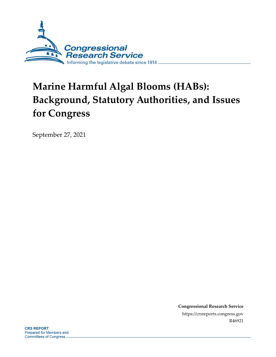 [20210927]R46921_海洋有害藻华（HAB）：背景、法定权限和国会议题.pdf_第1页