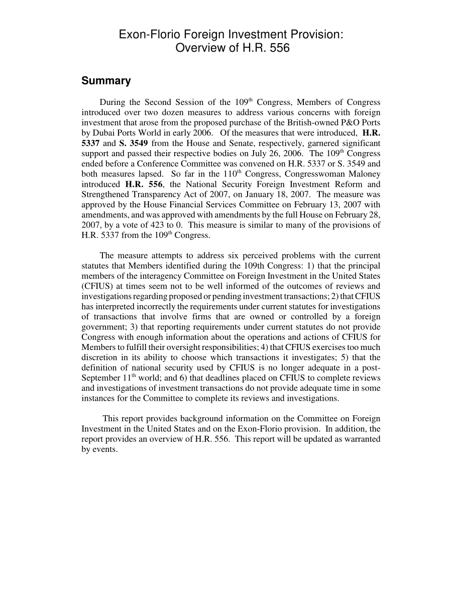 [20070321]RL33856_Exon Florio外国投资条款：H.R.概述556.pdf_第2页