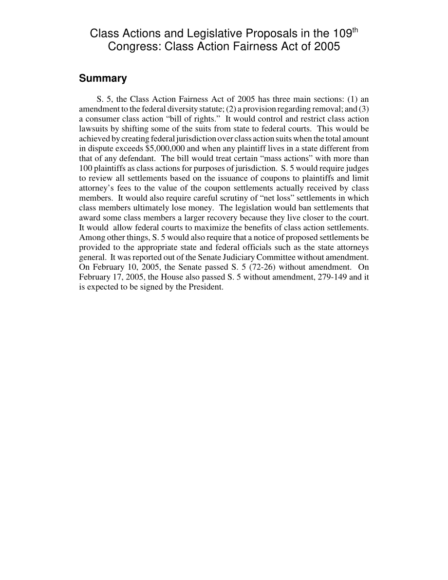 [20050218]RL32761_第109届国会集体诉讼和立法提案：2005年《集体诉讼公平法》.pdf_第2页