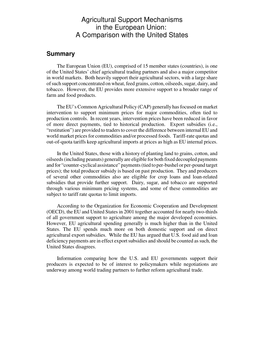 [20020731]RL30753_欧盟农业支持机制：与美国的比较.pdf_第2页