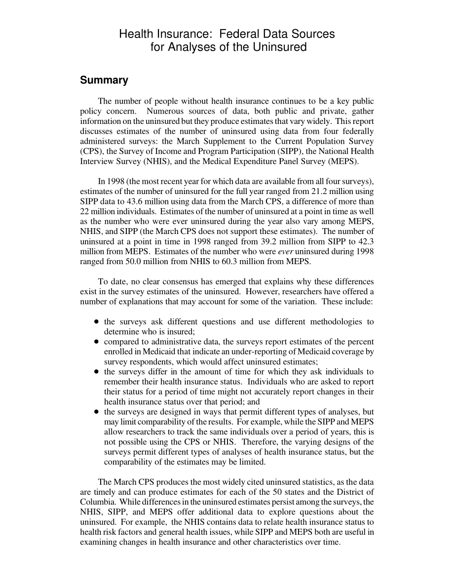 [20020207]RL31275_健康保险：未参保人员分析的联邦数据源.pdf_第2页