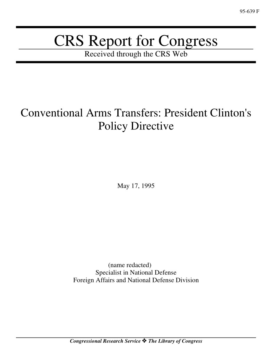 [19950517]95-639_常规武器转让：克林顿总统的政策指示.pdf_第1页