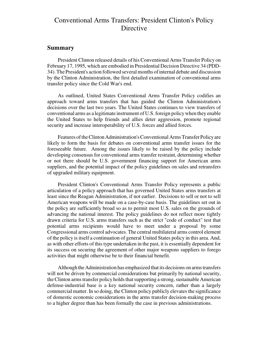 [19950517]95-639_常规武器转让：克林顿总统的政策指示.pdf_第2页