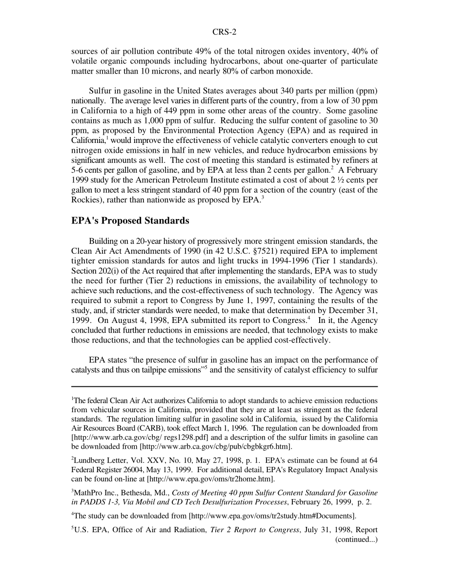 [19990712]RS20163_汽油中的硫与第106届国会.pdf_第2页