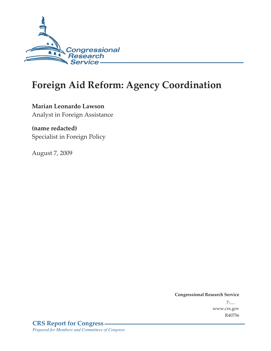 [20090807]R40756_对外援助改革：机构协调.pdf_第1页