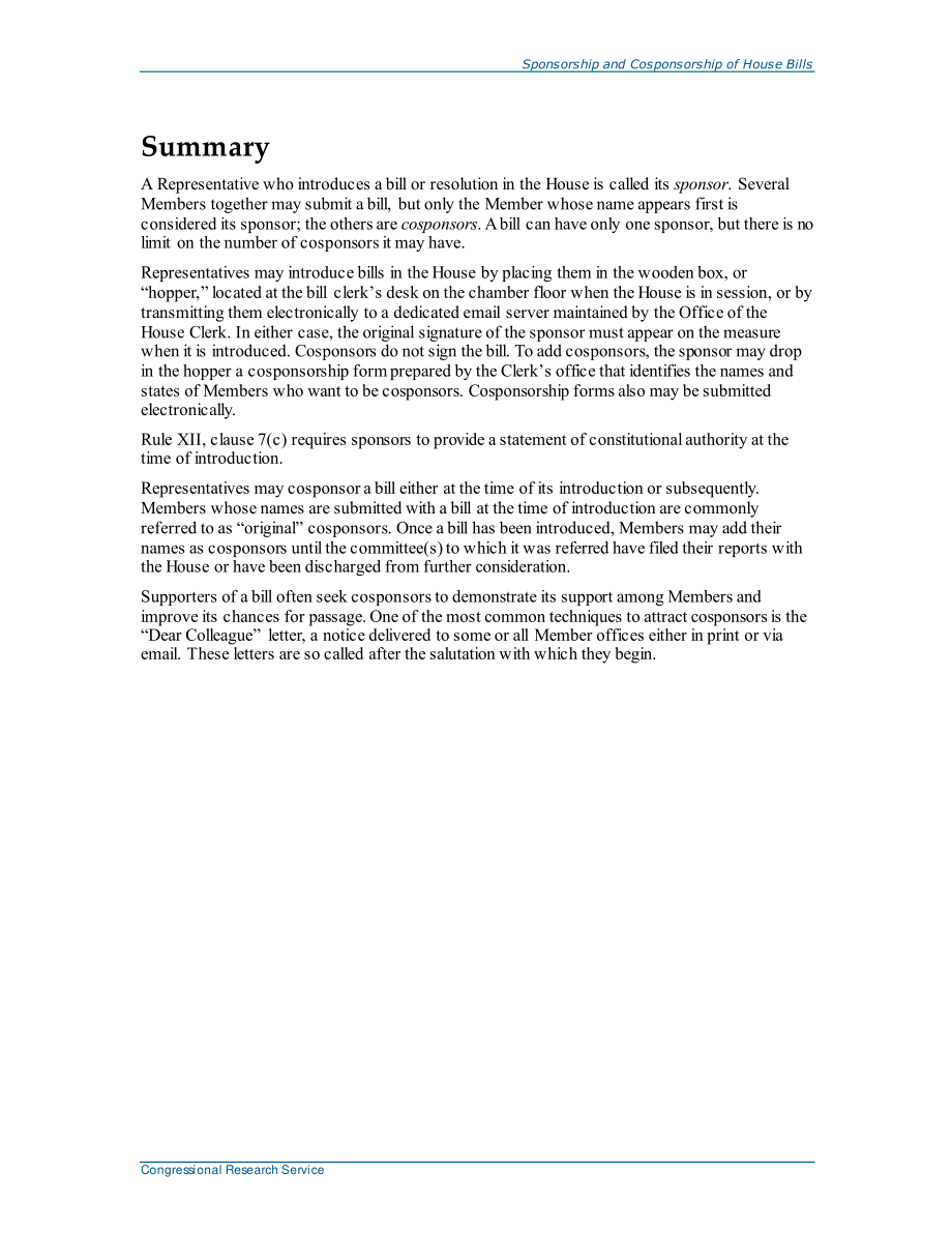 [20210218]RS22477_众议院法案的赞助和共同赞助.pdf_第2页