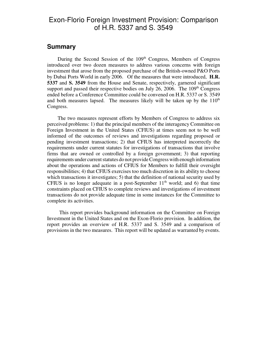 [20070124]RL33614_Exon Florio外国投资条款：H.R.的比较5337和S.3549.pdf_第2页
