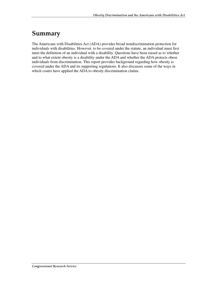 [20070716]RS22609_Obesity Discrimination and the Americans with Disabilities Act.pdf_第2页